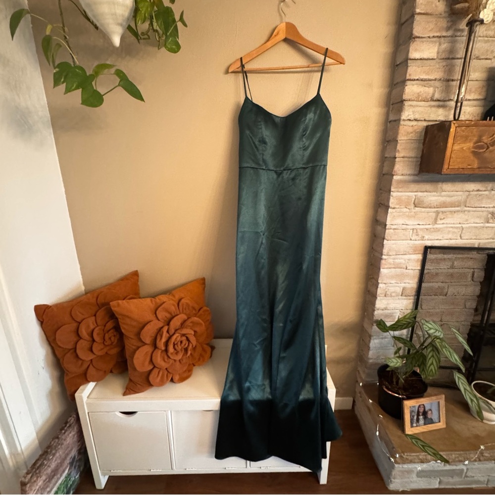 Jenny‎ Yoo Deep Green Satin Dress